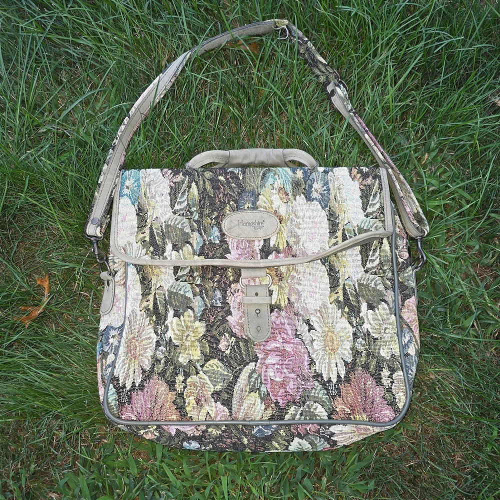 Hampshire Vintage Floral Tapestry Messenger Bag Briefcase Laptop Bag Multicolor
